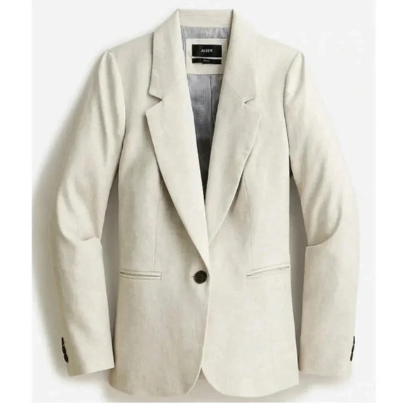 J. CREW Ivory Office Siren Blazer in Stretch Linen Blend Size 00 Corpcore - Picture 8 of 16